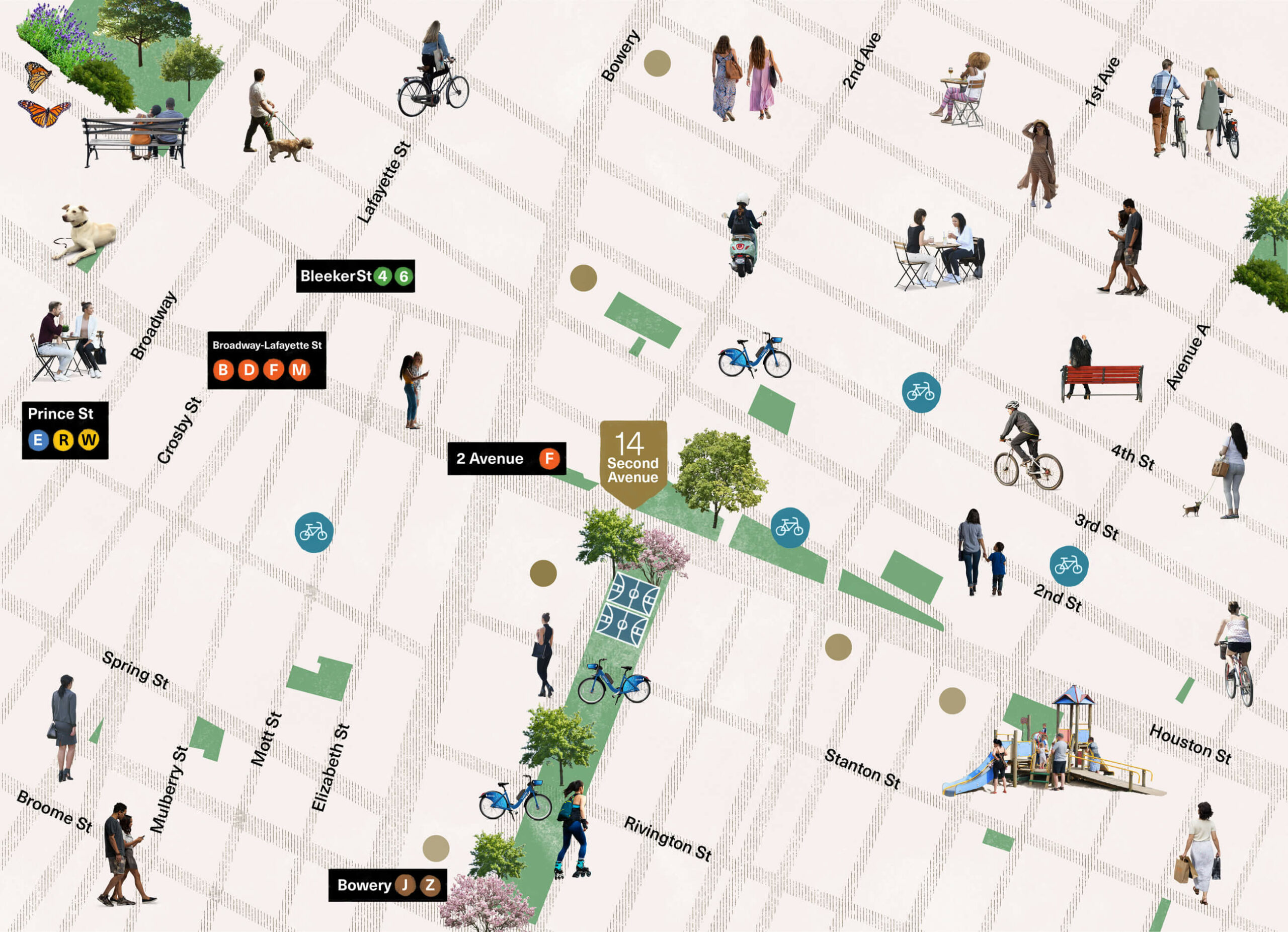 Neighborhood Map of 14 Second Ave Condominiums, Lower Manhattan